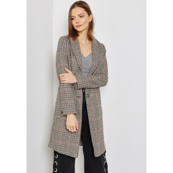 NWT ➡️ TOPSHOP BONDED HERITAGE CHECKED COAT - Picture 3 of 8